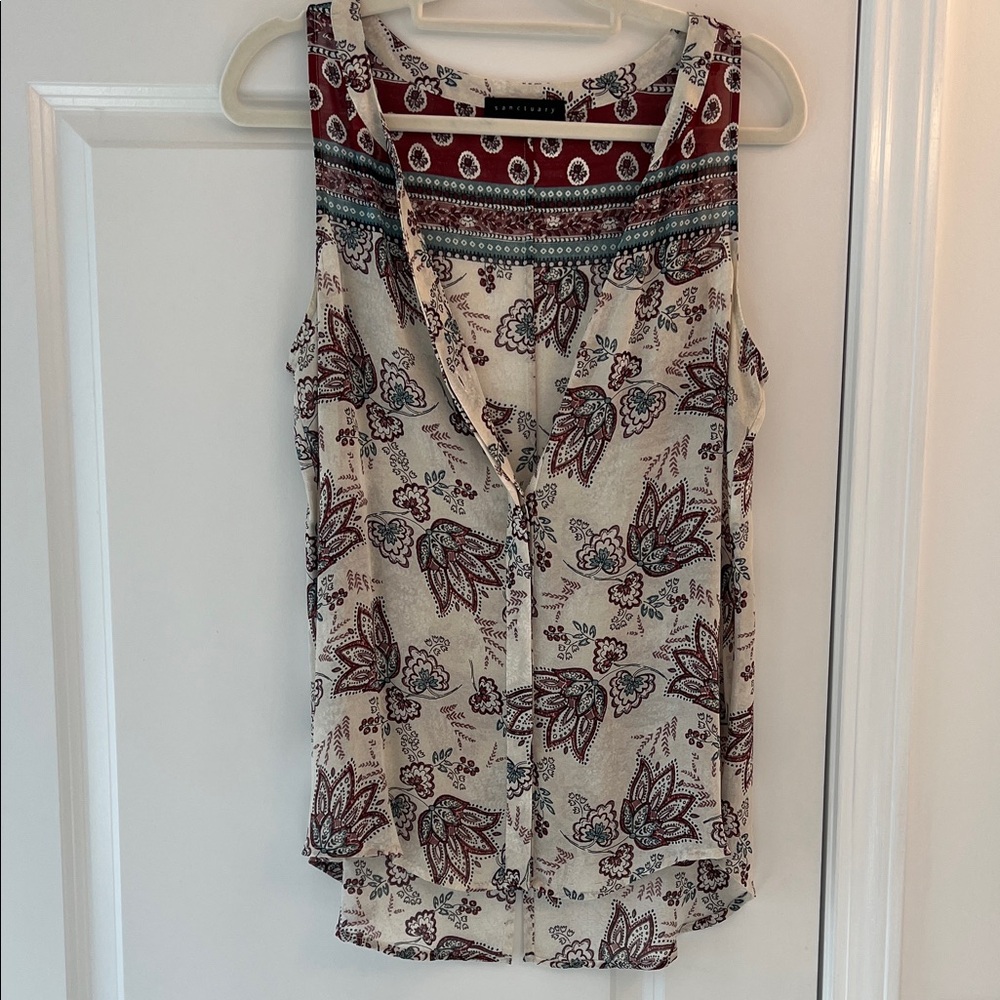 Sanctuary Cream and Red Floral Tank Top